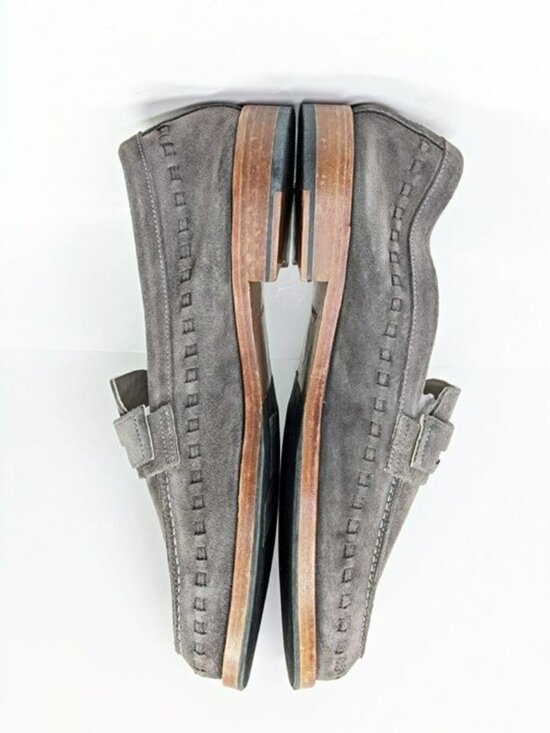 Allsaints Men\'s Sammy Slip-on Suede Penny Loafer in Grey Size 13 (MSRP $299) main image 5